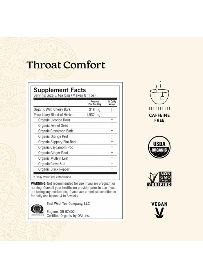 YOGI Throat Comfort 16 Bags Herbal Tea For Throats Organic Throat Soothing Includes Licorice Root Wild Cherry Bark Slippery Elm Bark & More 36 G - Image 2