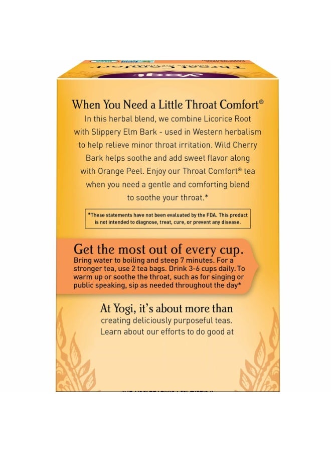 YOGI Throat Comfort 16 Bags Herbal Tea For Throats Organic Throat Soothing Includes Licorice Root Wild Cherry Bark Slippery Elm Bark & More 36 G - Image 3