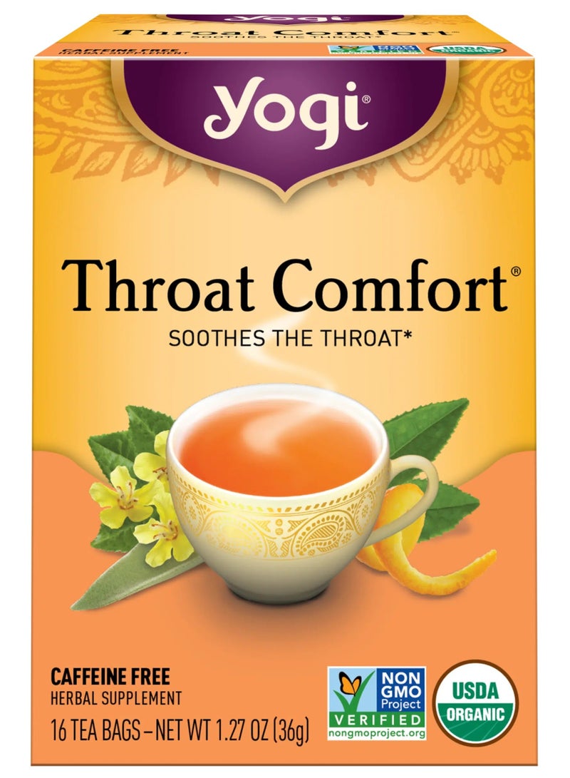 YOGI Throat Comfort 16 Bags Herbal Tea For Throats Organic Throat Soothing Includes Licorice Root Wild Cherry Bark Slippery Elm Bark & More 36 G - Image 1