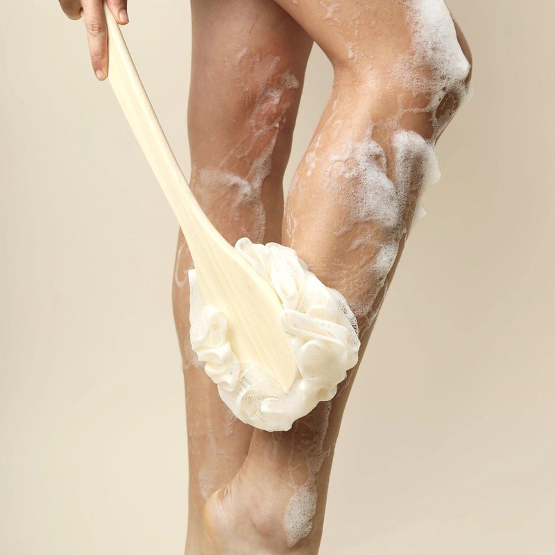 EcoTools EcoPouf Bath Brush, Loofah Brush for Bath & Shower, Made with Long Handle & Recycled, Soft Netting for Gentle Exfoliation, Back Brush for Men & Women, Eco-Friendly & Cruelty-Free, 1 Count - Image 3