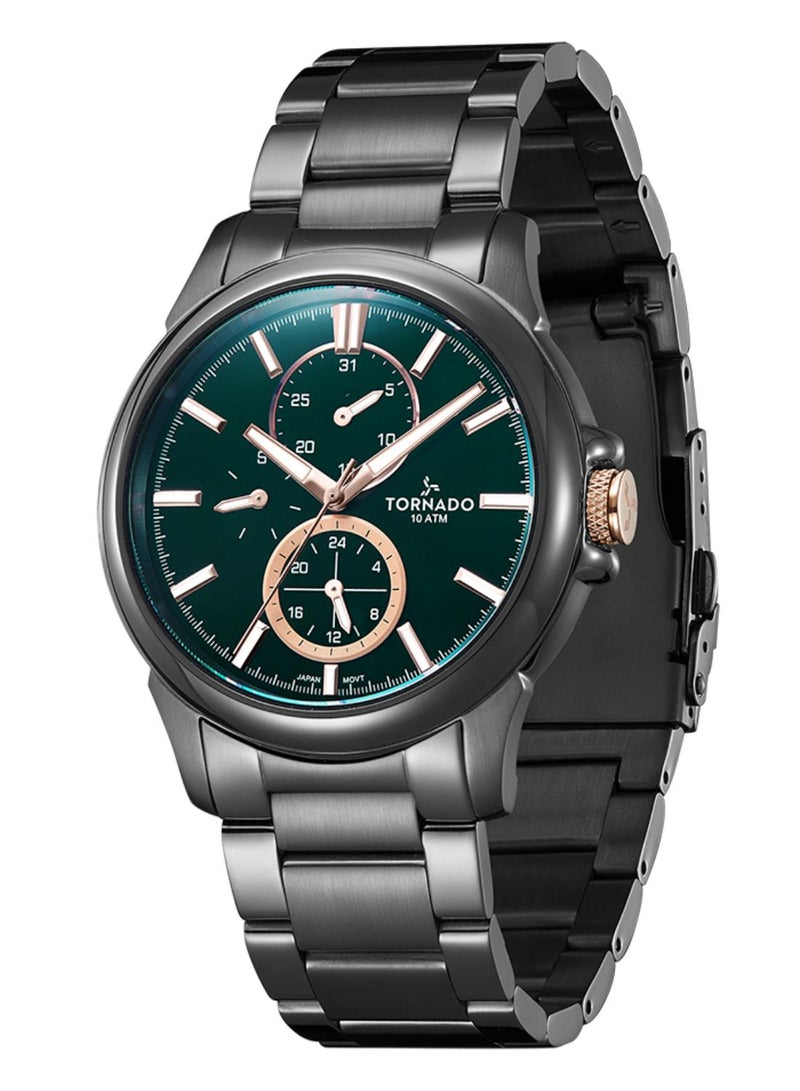 تورنيدو ساعة تورنادو سيليستيا إليت - متعددة الوظائف للرجال وسوار من الفولاذ المقاوم للصدأ عالي الجودة بلون معدني مسدس - Image 2