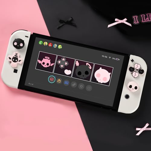 GeekShare Halloween Silicone Cross D-Pad Button Caps Set Joystick Cover - Cute ABXY Key Buttons Sticker Compatible with Switch/OLED Joy Con - Sweetheart Skull - Image 5