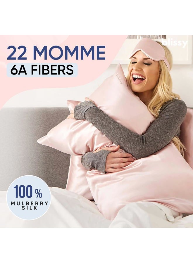 Blissy Silk Pillowcase - 100% Pure Mulberry Silk - 22 Momme 6A High-Grade Fibers - Satin Pillow Cover for Hair & Skin - Regular, Queen & King with Hidden Zipper - Image 2