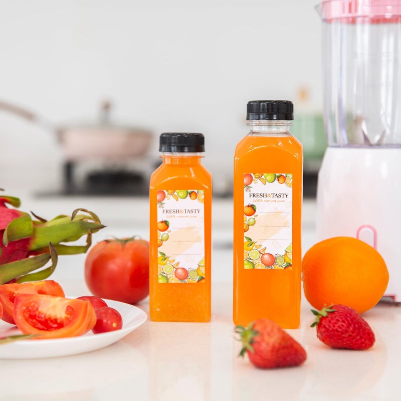 TOMNK 100pcs Juice Bottles, 12oz Plastic Bottles with Caps, Reusable Juice Bottle with Caps Clear Bulk Beverage Containers with Lids, Label, Funnel and Brush for Juicing, Milk, Smoothie and Beverages - Image 4