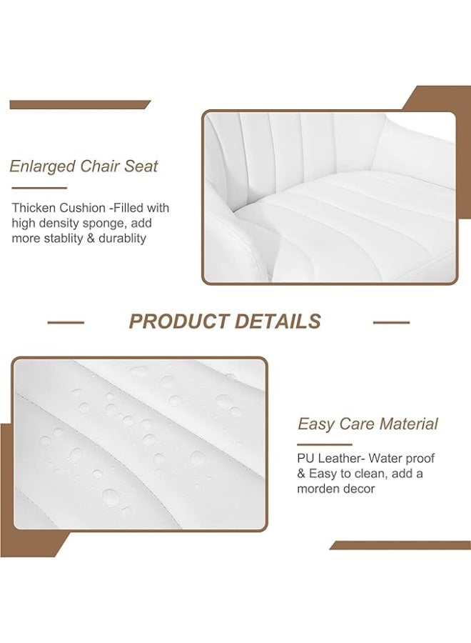 Markero Group Modern White Bar Stool – Sleek PU Leather Design with Adjustable Height, Swivel Seat, Back & Arm Support - Image 3