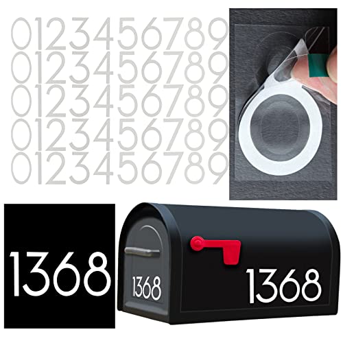 olaine 3 inch Reflective Mailbox Numbers for Outside, 5 Sets Number Stickers with Sticky Tabs for Easy Backing Peeling, Pre-cut for Effortless Align, Strong Self Adhesive Vinyl House Numbers for mailbox - Image 1
