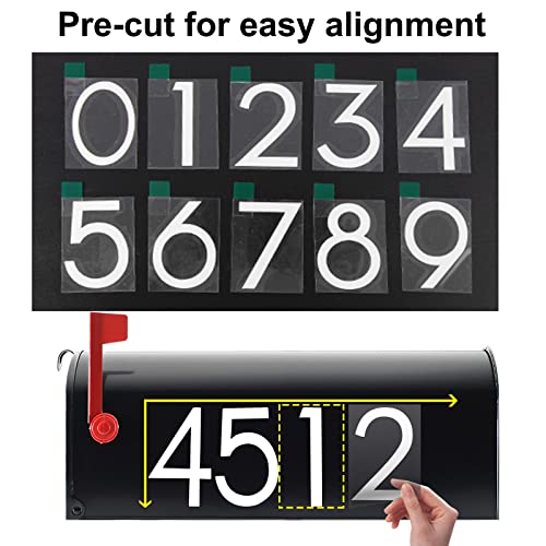 olaine 3 inch Reflective Mailbox Numbers for Outside, 5 Sets Number Stickers with Sticky Tabs for Easy Backing Peeling, Pre-cut for Effortless Align, Strong Self Adhesive Vinyl House Numbers for mailbox - Image 5