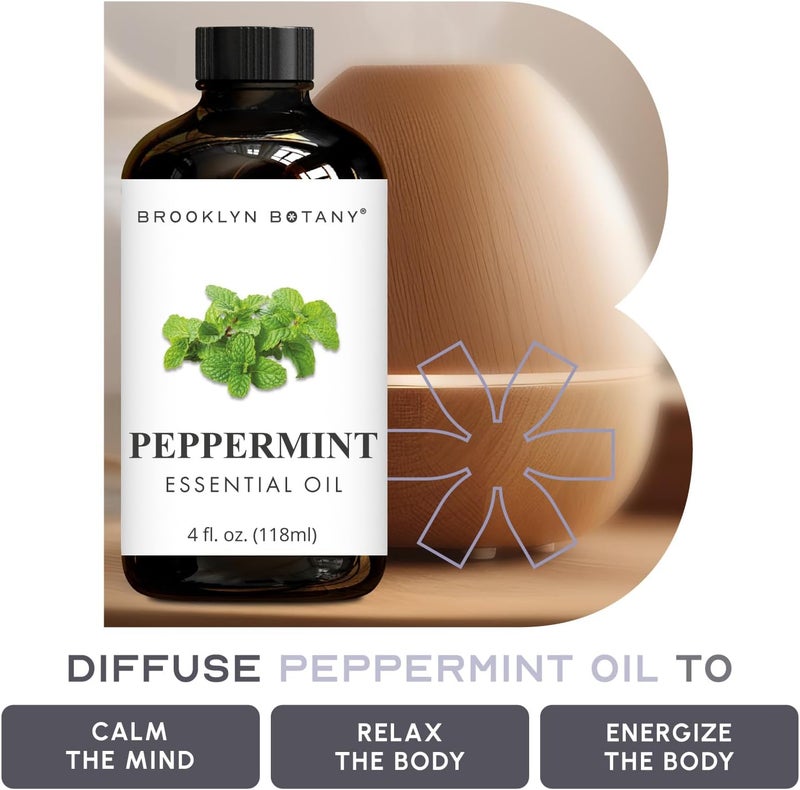 Brooklyn Botany Peppermint Essential Oil - Huge 4 Fl Oz - 100% Pure and Natural - Premium Grade with Dropper - for Aromatherapy and Diffuser - Image 5
