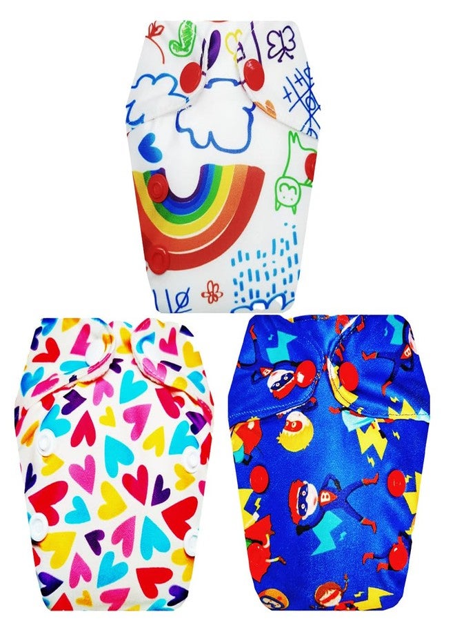 Dumbledo Premium Newborn Cloth Diaper with Integrated Insert (Pack of 3) | Hypoallergenic | 6-Layer Absorbent Pad | Easy to Clean | Worry-Free Diapering | 0 - 4 Months | Unisex Baby - Image 1