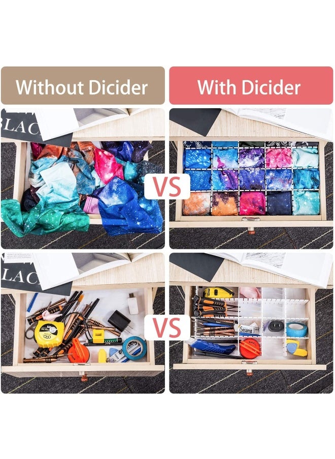 Flytianmy - 40Pieces Drawer Dividers Adjustable Drawer Organizer For Socks Underwear Makeup Kitchen Bedroom Dresser White - Image 1
