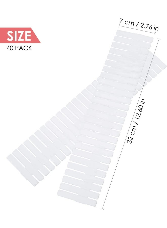 Flytianmy - 40Pieces Drawer Dividers Adjustable Drawer Organizer For Socks Underwear Makeup Kitchen Bedroom Dresser White - Image 1