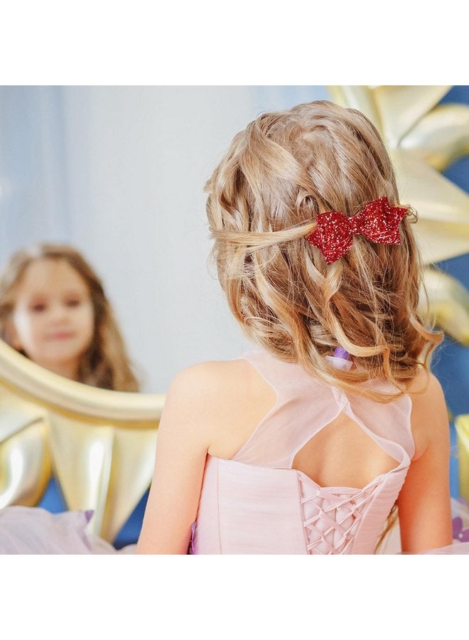 ميروكش ربطات شعر حمراء لامعة بطول 4 بوصات لطيفة للفتيات، مشابك شعر على شكل تمساح، دبابيس شعر لامعة من الترتر، هدية عيد الحب للمراهقين والصغار في المدارس في الرابع من يوليو - Image 4
