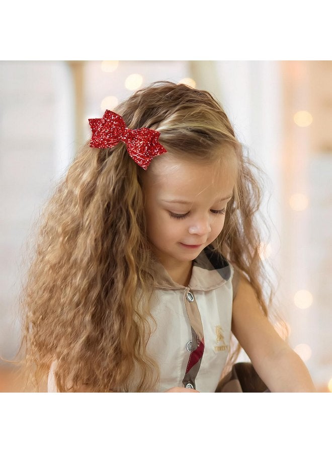 ميروكش ربطات شعر حمراء لامعة بطول 4 بوصات لطيفة للفتيات، مشابك شعر على شكل تمساح، دبابيس شعر لامعة من الترتر، هدية عيد الحب للمراهقين والصغار في المدارس في الرابع من يوليو - Image 3