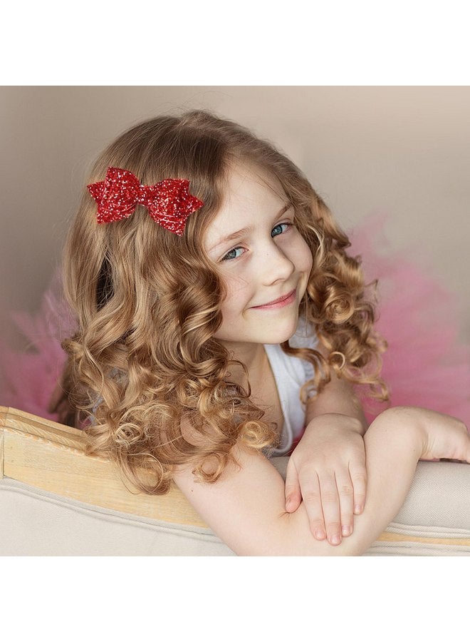 ميروكش ربطات شعر حمراء لامعة بطول 4 بوصات لطيفة للفتيات، مشابك شعر على شكل تمساح، دبابيس شعر لامعة من الترتر، هدية عيد الحب للمراهقين والصغار في المدارس في الرابع من يوليو - Image 5