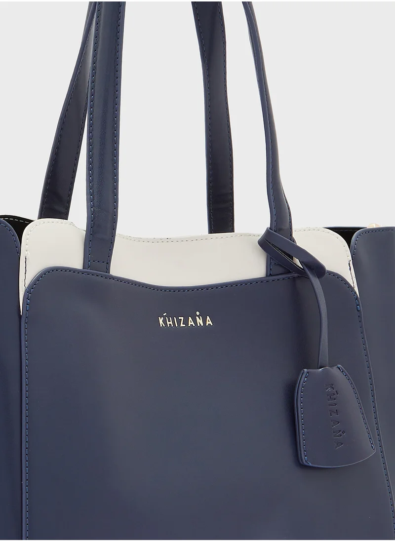 Khizana Color Black  Tote Bag With Fob Detail