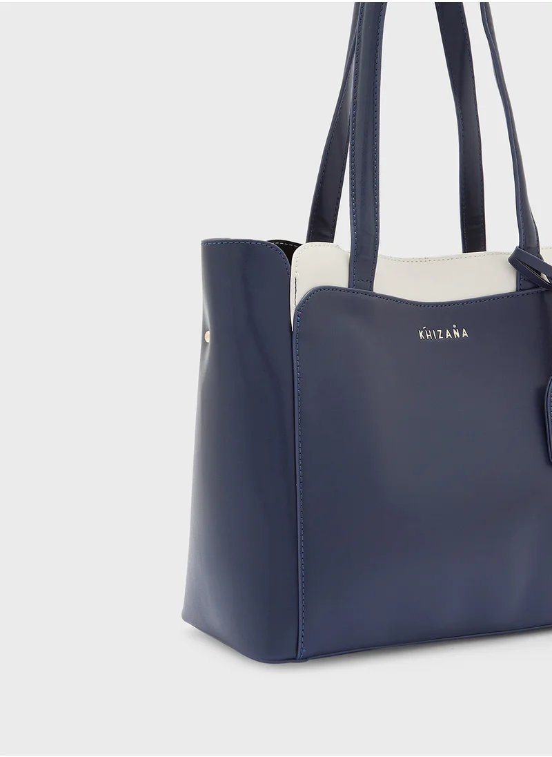 Khizana Color Black  Tote Bag With Fob Detail