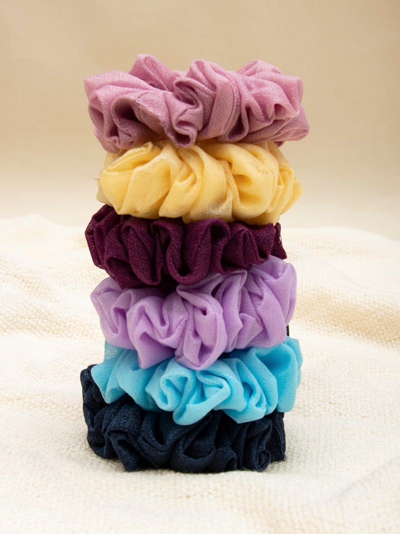 ARENDELLE Pack of 6 Shinny Organza Medium Scrunchies Multicolour - Image 4