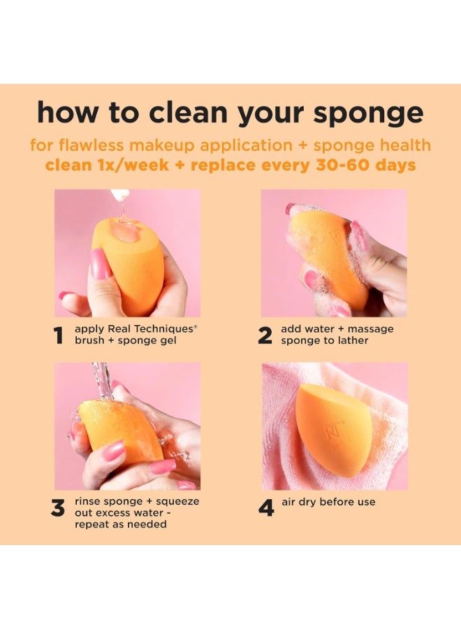 Real Techniques Glowstorm Mini Brush + Sponge Set 2 Piece Limited Edition Gift Set Orange - Image 4