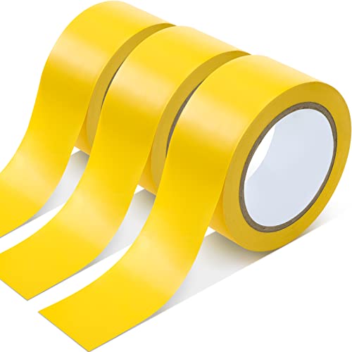 Outus Floor Marking Tapes 2 Width 100 Length Yellow Durable Non Abrasive Tough Floor Tape for Social Distancing Gyms Athletics School Restaurants Equipment Heavy Foot Traffic3 Rolls - Image 1