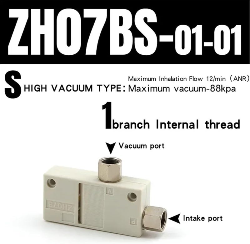 1PCS Type Pneumatic Vacuum Generator ZH05BS ZH07BS ZH10BS ZH13BS08-10 ZH05BL ZH07BL ZH10BL ZH13BL08-10 Box Type Ejector(ZH07BS-01-01) - Image 2