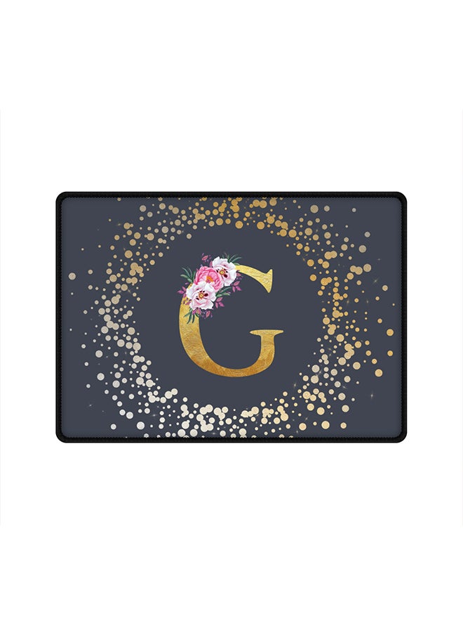 Stylizedd - Designer Gaming Mouse Pad  Anti-Skid Mousepad Large Keyboard Mouse Pad Desk Mat Custom Monogram Initial Letter Floral Pattern Alphabet - G  (Grey) - Image 1