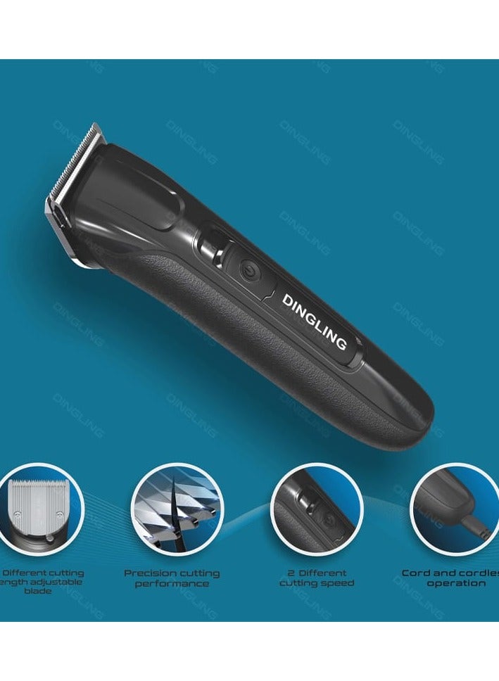 Dingling RF-911 Professional Hair Clipper – High-Power Cordless Grooming Tool with Leather Pattern Grip - Image 2