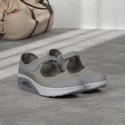 Git-up Women's Comfortable Working Nurse Shoes Non-Slip Adjustable Breathable Walking Buffer Fitness Casual Nursing Orthotic Lightweight Shoes B-Grey - Image 2