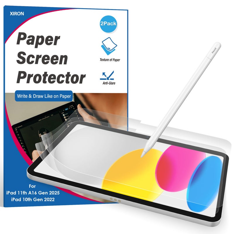 Xiron 2 Pack Paper Screen Protector for iPad A16 11th Gen 2025/10th Generation 2022(10.9 Inch), Matte PET Film for iPad 11"/10.9-inch, Write and Draw Like on Paper, Anti-Glare & Anti-Scratch - Image 1