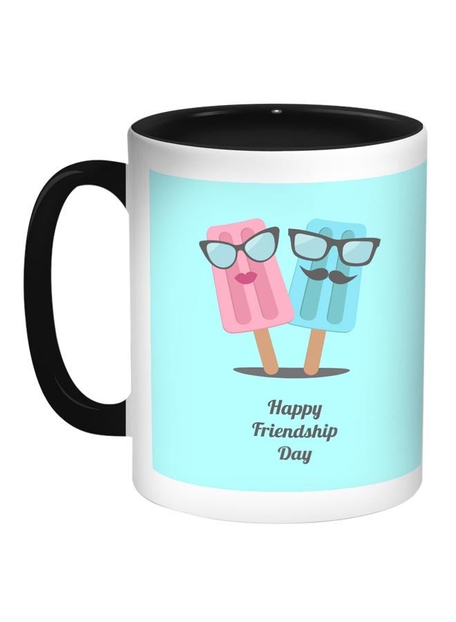 RYN Happy Friendship day Printed Coffee Mug Blue/White/Black 11ounce
