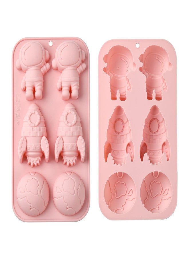 Airssory 2 Pcs 3 Styles Astronaut Theme Silicone Fondant Molds Rocket Hemisphere Molds for DIY Cake Chocolate Candy Resin Craft Making Decoration - Image 1