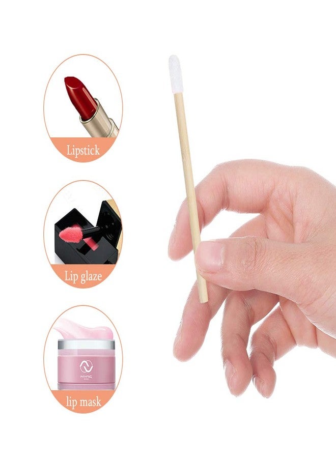 MyAoKuE-UP 100pcs Lip Gloss Wands Disposable Bamboo Handle Lip Brushes Lipstick Applicator Makeup Tool - Image 3