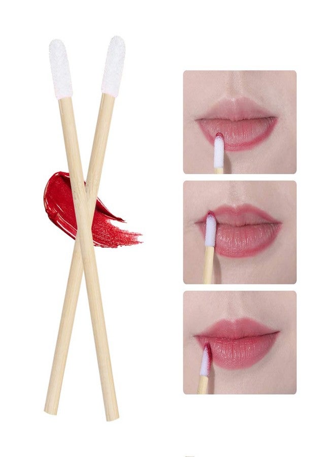 MyAoKuE-UP 100pcs Lip Gloss Wands Disposable Bamboo Handle Lip Brushes Lipstick Applicator Makeup Tool - Image 5
