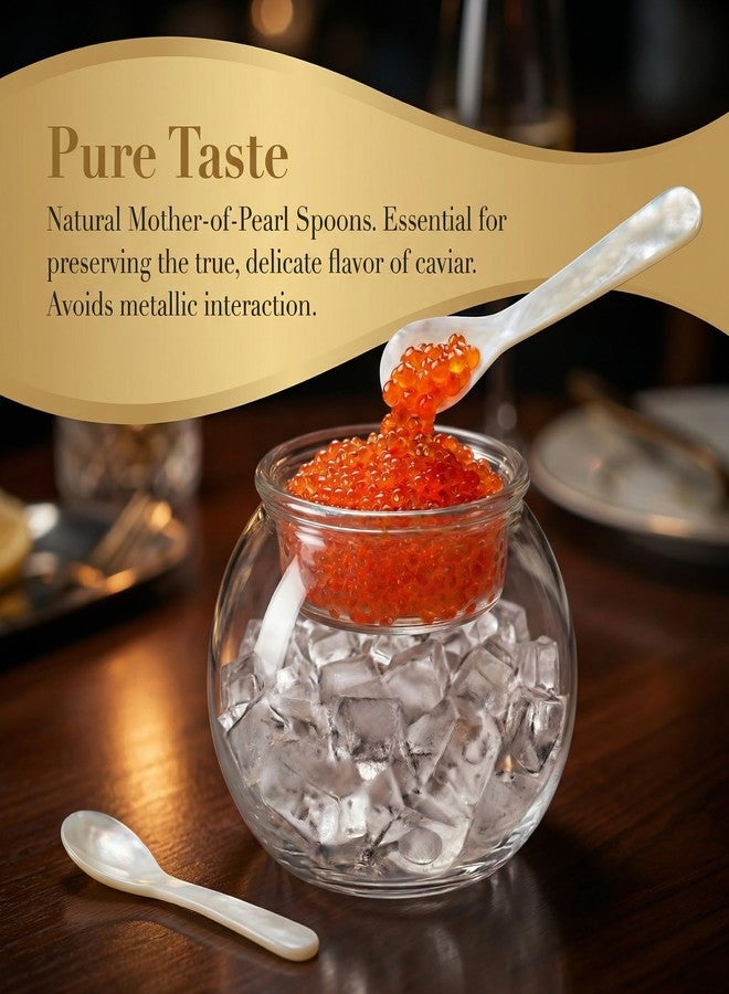 Elfzone Caviar Serving Set - with 2 Pcs Mother of Pearl Spoons Caviar Dish Chiller Server Set and Caviar Spoon for Shrimp Ice and Cream Martinis Caviar Serving Dish - Image 4