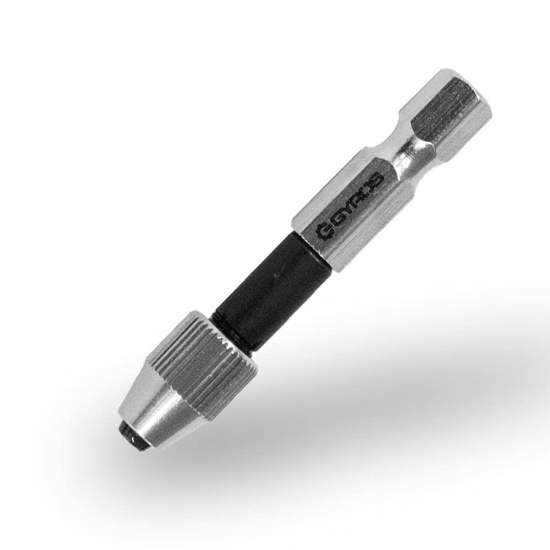 GYROS Keyless Mini Adapter Chuck, ¼ Inch Hex Shank, Small Drill Bit Adapter Chuck sized 0 to 0.039 Inch for Micro Drill Bits #60-#80, Micro Drill Chuck for Cordless Screwdrivers, Dremel, & Power Tools - Image 1