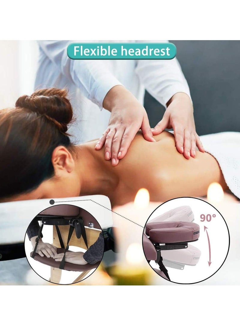 Sharpdo Portable Massage Table Massage Bed Folding 84 Inch Height Adjustable 2 Fold Lash Bed with Carry Case PU Leather Professional Spa Salon Tattoo Facial Bed with Face Cradle, Hold Up to 450Lbs, Brown  - Image 2