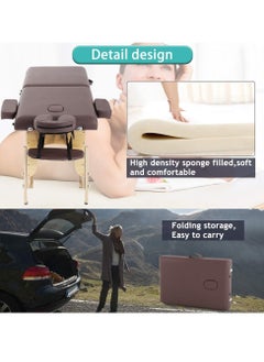 Sharpdo Portable Massage Table Massage Bed Folding 84 Inch Height Adjustable 2 Fold Lash Bed with Carry Case PU Leather Professional Spa Salon Tattoo Facial Bed with Face Cradle, Hold Up to 450Lbs, Brown  - Image 5
