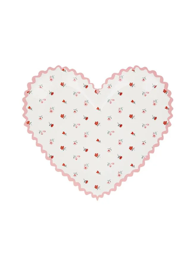 Meri Meri  Vintage Rose Heart Plates - Pack of 8, 450gsm Paper Plates with Pink & Red Floral Heart Designs and Ric Rac Borders, Romantic Party Tableware for Valentine's & Celebrations  | Best Price UAE