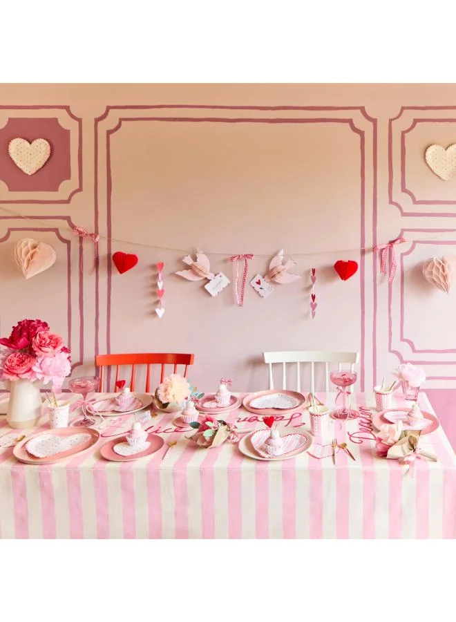 Meri Meri  Vintage Rose Heart Plates - Pack of 8, 450gsm Paper Plates with Pink & Red Floral Heart Designs and Ric Rac Borders, Romantic Party Tableware for Valentine's & Celebrations  | Best Price UAE