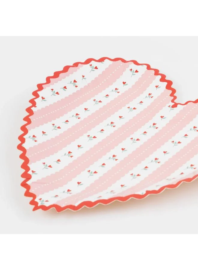 Meri Meri  Vintage Rose Heart Plates - Pack of 8, 450gsm Paper Plates with Pink & Red Floral Heart Designs and Ric Rac Borders, Romantic Party Tableware for Valentine's & Celebrations  | Best Price UAE
