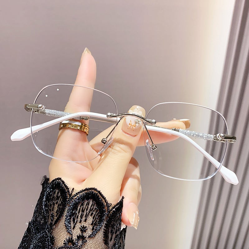 High-End Pochromic Starry Sky Fashion Anti-Blue Light Glasses For Women, Frameless Edge-Cut High-Definition Prescription Eyeglass Frames - Image 4