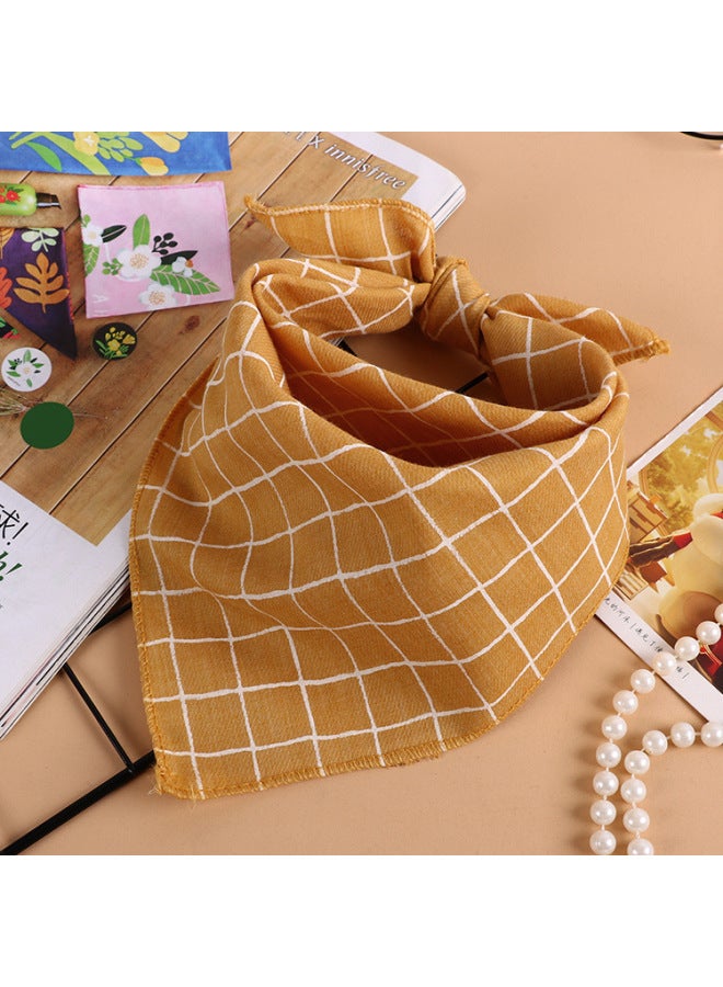 Of The New Small Square Scarf Children's Small Scarf Turban Trendy Men And Women's Treasure Cotton Printed Plaid Scarf