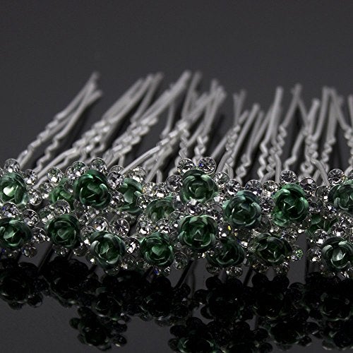 Newstarfactory Nestarfactory Rose U-sharped Design Collection Metal Hiar Pins Pack of 20 (Green) - Image 2