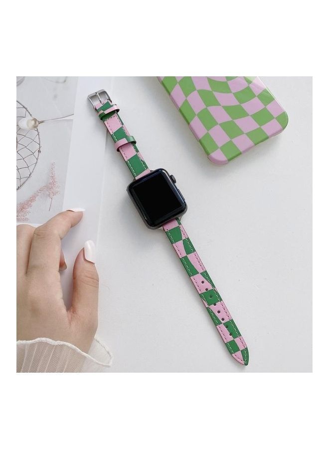NIBEMINENT Ethnic Replacement Watchband for Apple Watch Series 1/2/3/4/5/6/7/SE 42/44/45mm Green/Purple - Image 1