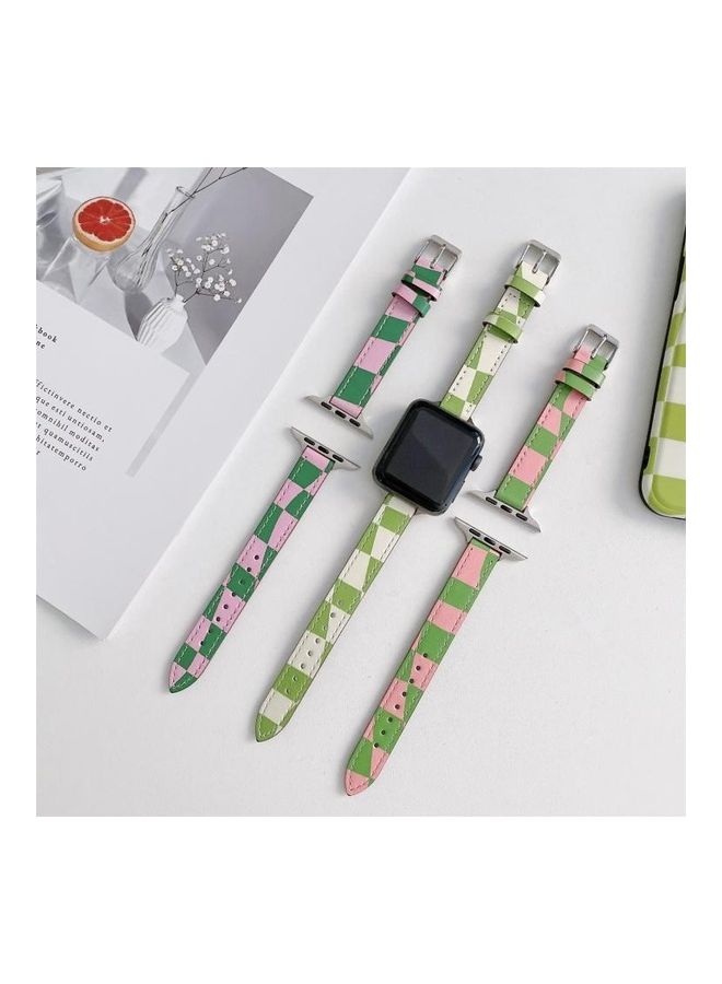 NIBEMINENT Ethnic Replacement Watchband for Apple Watch Series 1/2/3/4/5/6/7/SE 42/44/45mm Green/Purple - Image 2