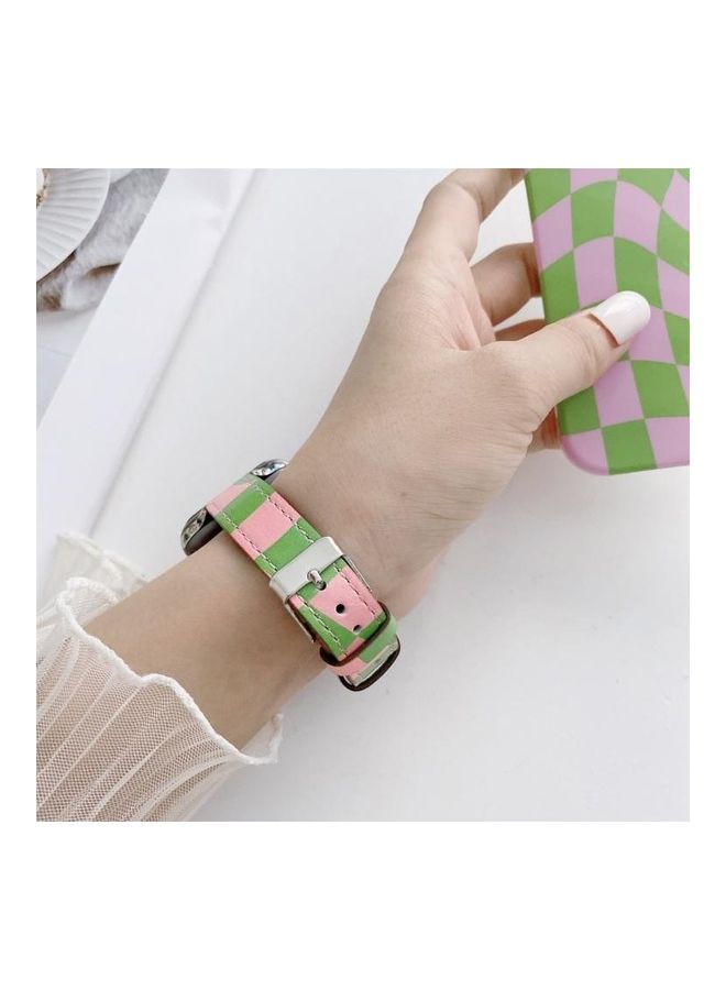 NIBEMINENT Ethnic Replacement Watchband for Apple Watch Series 1/2/3/4/5/6/7/SE 42/44/45mm Green/Purple - Image 4