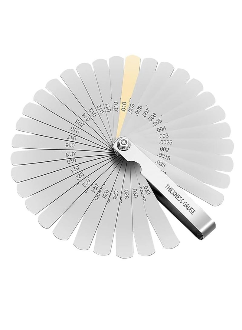 Beauenty Stainless Steel Guitar Feeler Gauge Spark Plug Gauge Dual Marked Metric Imperial Gauge Width Thickness Gauge Gap Measuring Tool