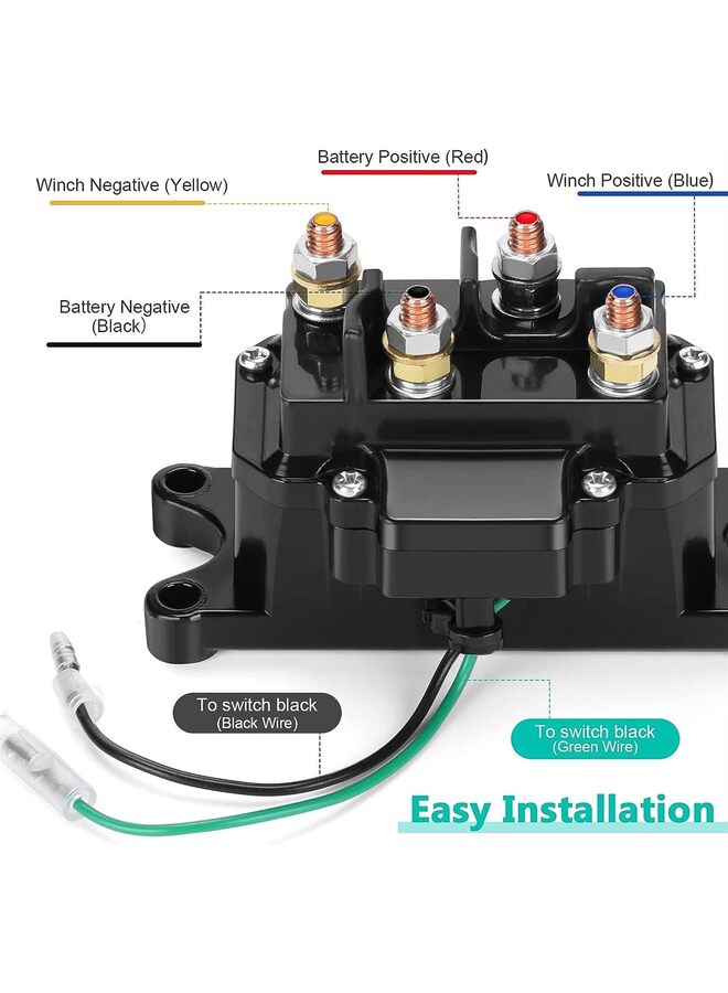 12V 250A Winch Solenoid Relay Contactor Thumb Truck for ATV UTV 2000-5000lbs Winch with 6 Protecting Caps - Image 4