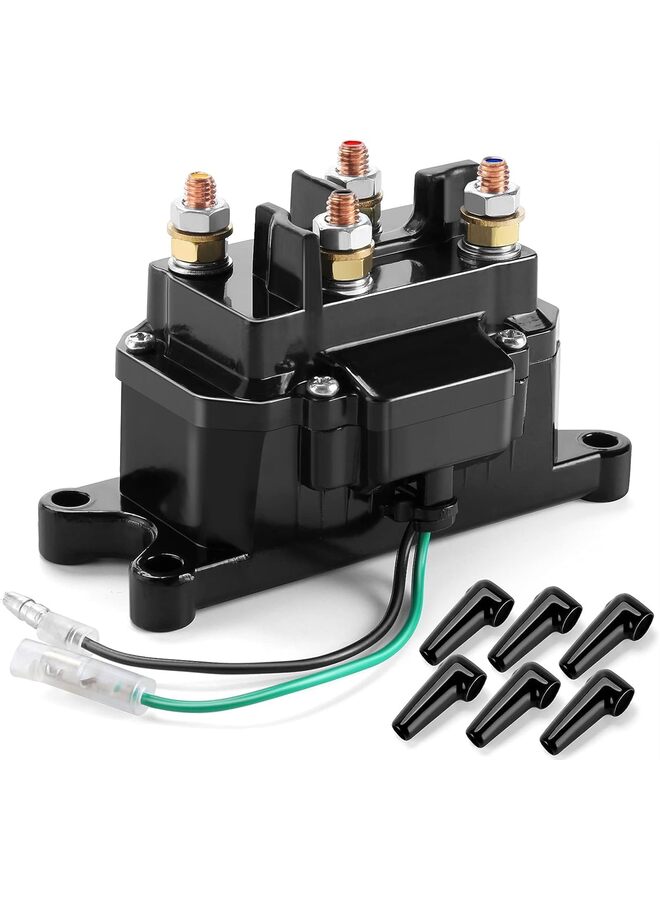 12V 250A Winch Solenoid Relay Contactor Thumb Truck for ATV UTV 2000-5000lbs Winch with 6 Protecting Caps - Image 1