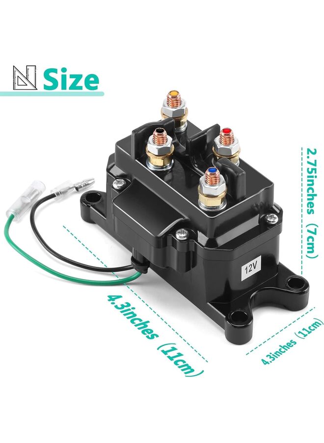 12V 250A Winch Solenoid Relay Contactor Thumb Truck for ATV UTV 2000-5000lbs Winch with 6 Protecting Caps - Image 2