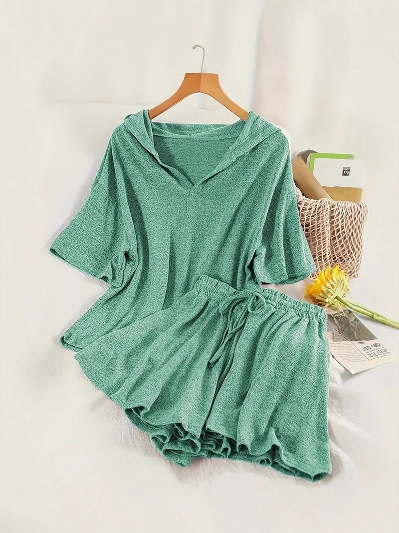 Women's Casual Sport Set Spring Summer Hooded Two-Piece Outfit - Image 3